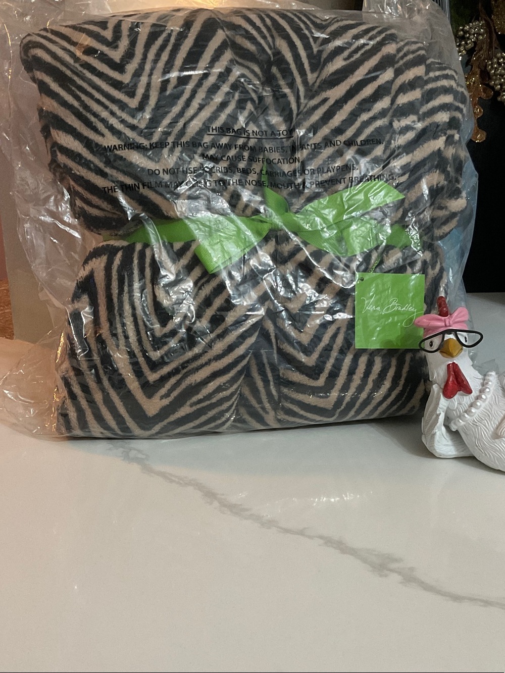 Vera Bradley Black and Cream Zebra 50” x 80” Throw - NWT